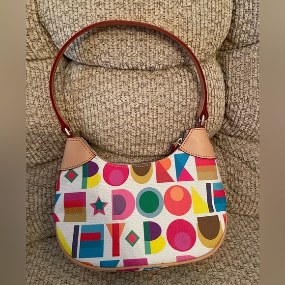 Dooney & Bourke, NWOT, Coated Cotton Art Deco Luna Hobo.Coated cotton body - Picture 2 of 6